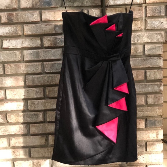 White House Black Market Black & Fuchsia Dress - Picture 2 of 8